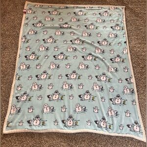 Berkshire Blanket & Home Snoopy & Woodstock Blue Winter Christmas Snowman